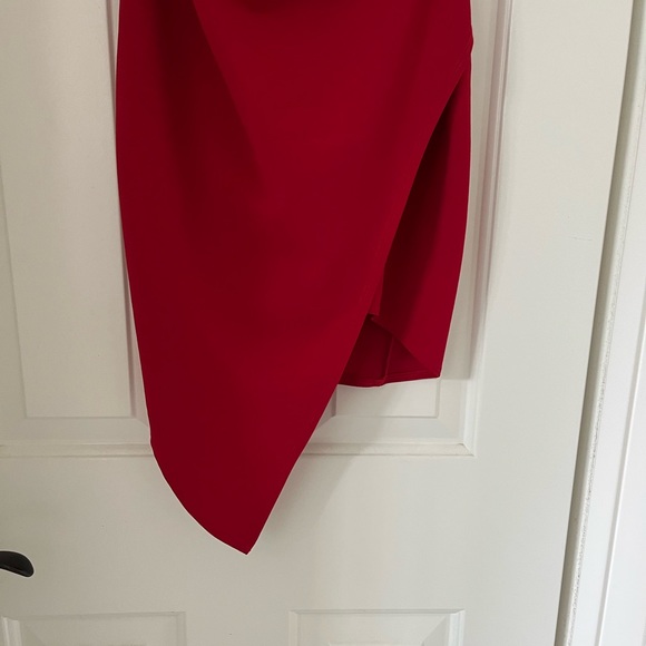 Red Emerald Sundae tulip skirt faux wrap dress - Picture 6 of 13